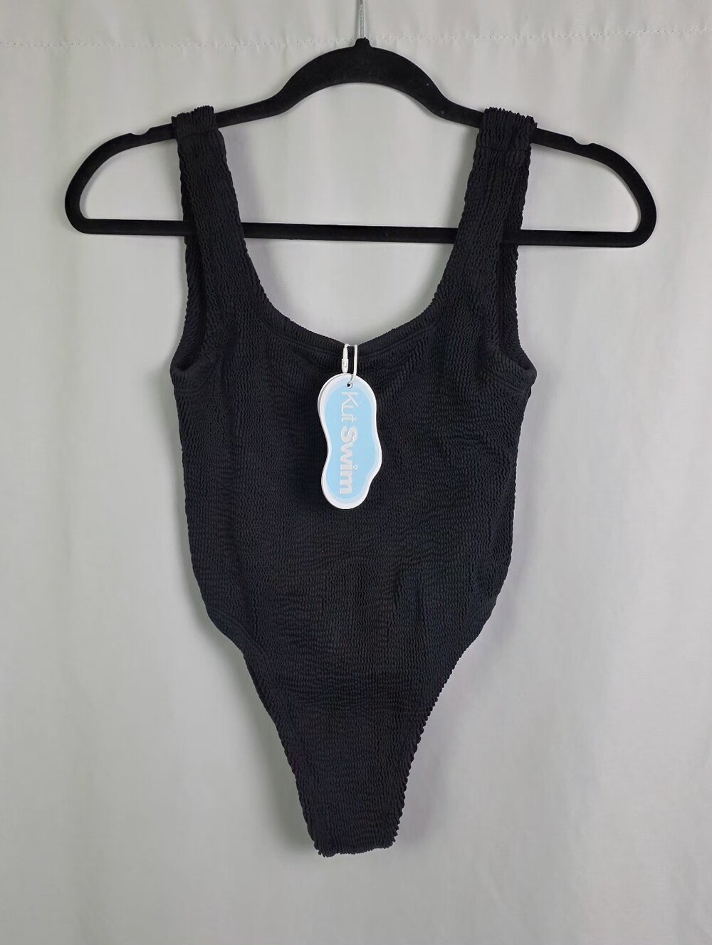 Kut Swim Black Textured One-Piece Swimsuit Size S/M NWT